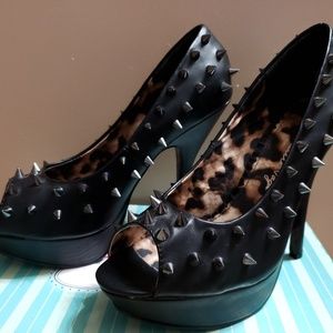 Bettie Page Regan Spike Studded Heels